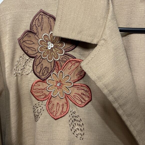 Alfred Dunner Jacket Womens 24W Floral Embroidered 3/4 Sleeve Boho Cottagecore - Picture 3 of 11
